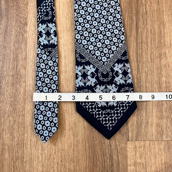 Vintage Oscar de la Renta Griffin 70's Polyester Blue Tie - Picture 5 of 9